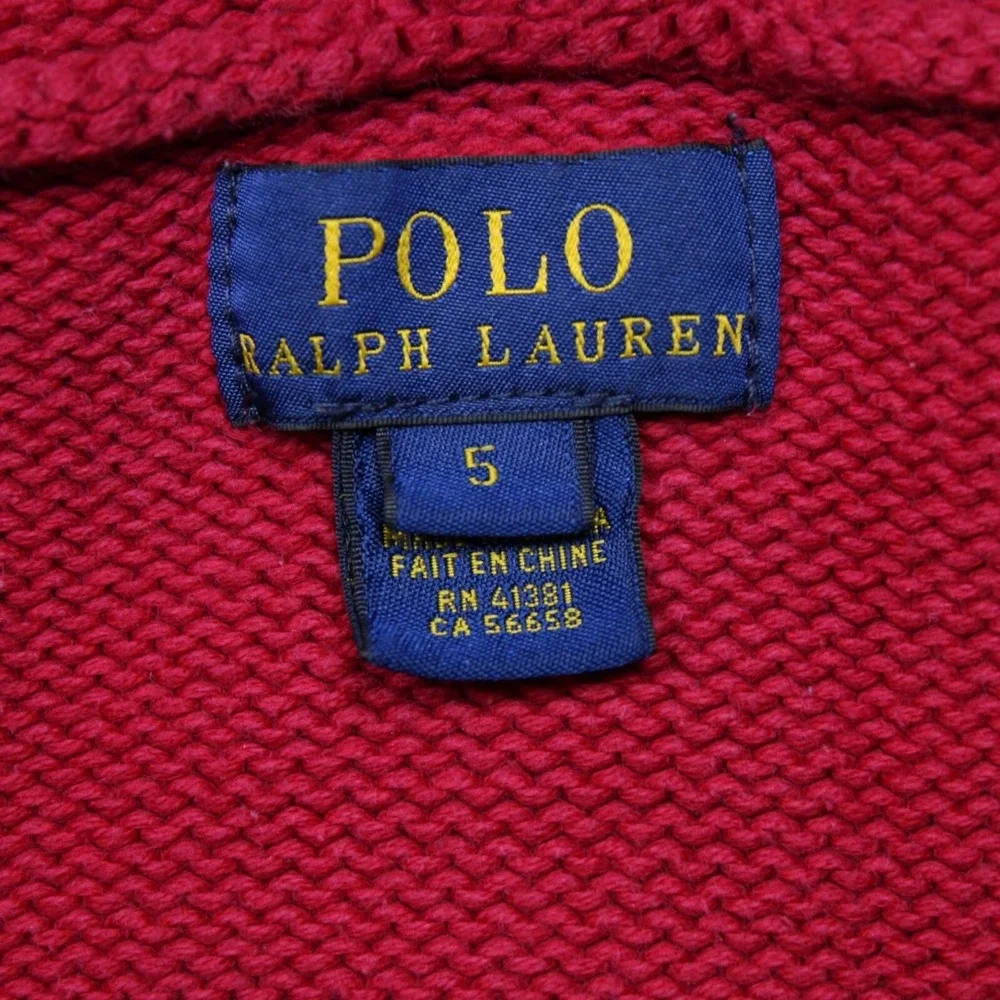 Polo Ralph Lauren Shirt Boys 5 Red Sweatshirt Big Pony Hoodie Full Zip‎